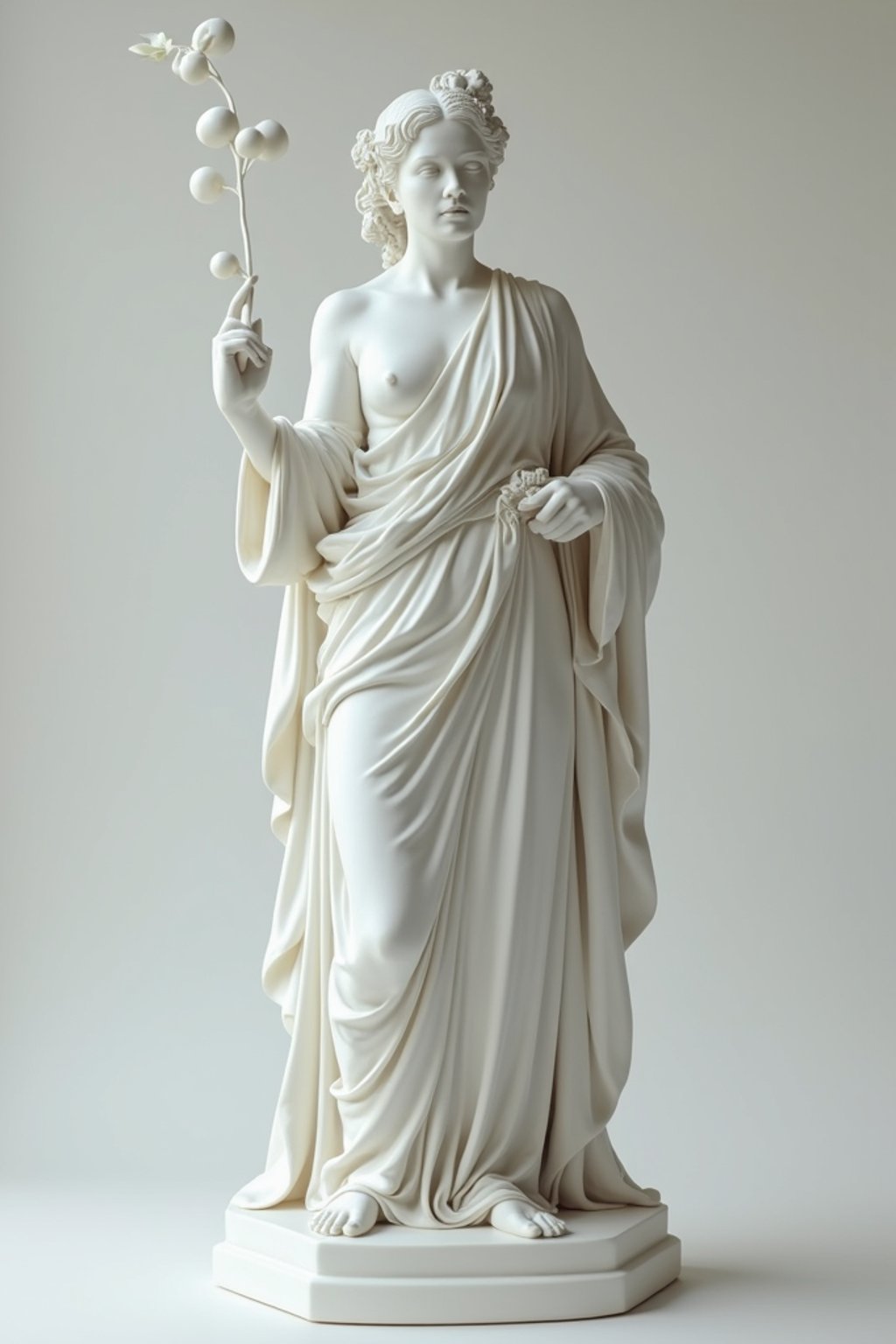 woman as White Marble classical Greek Marble Sculpture. white. no colors