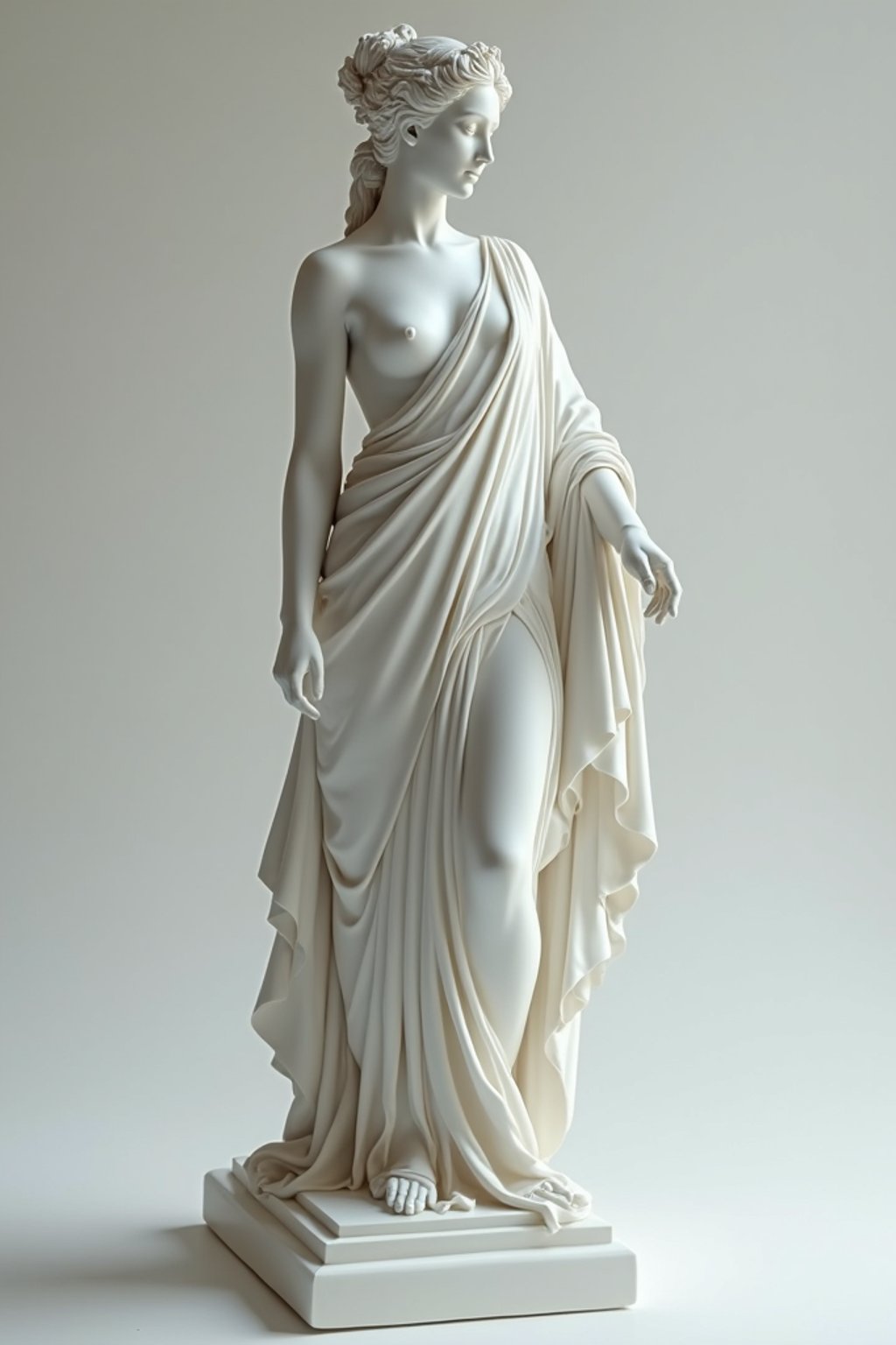 woman as White Marble classical Greek Marble Sculpture. white. no colors