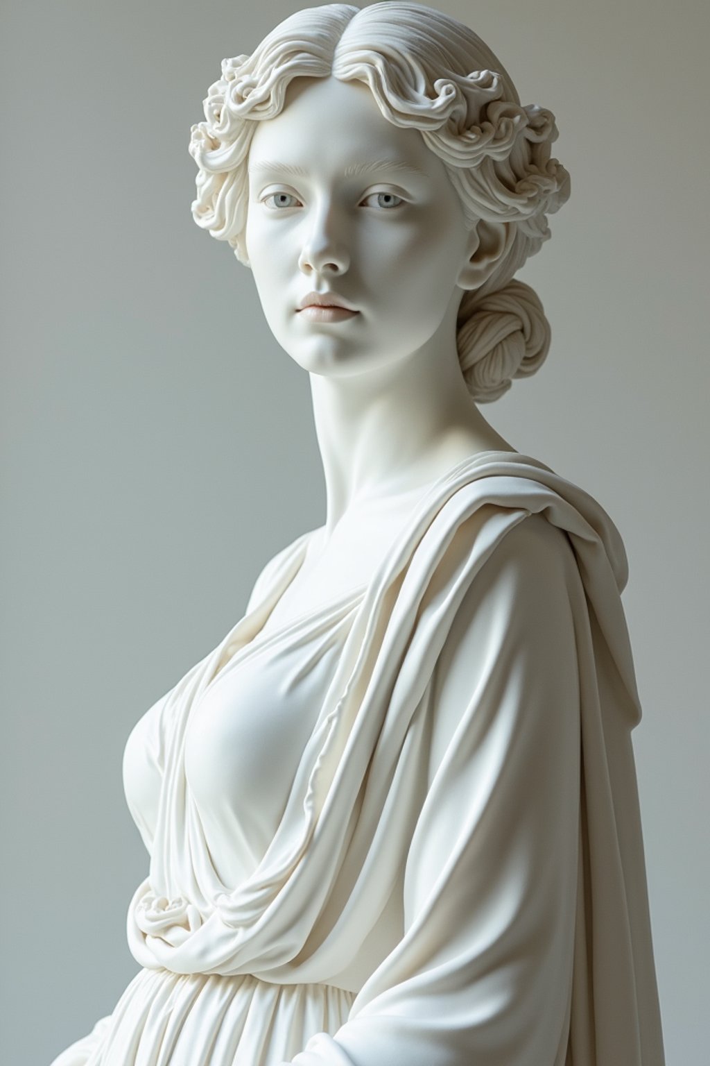 woman as White Marble classical Greek Marble Sculpture. white. no colors