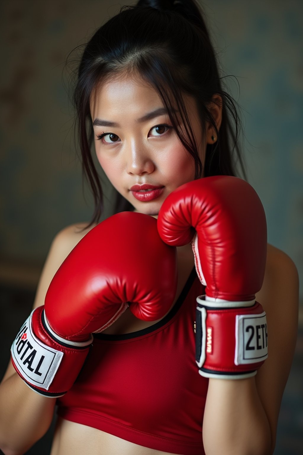 woman as a Boxer wearing Boxing Gloves