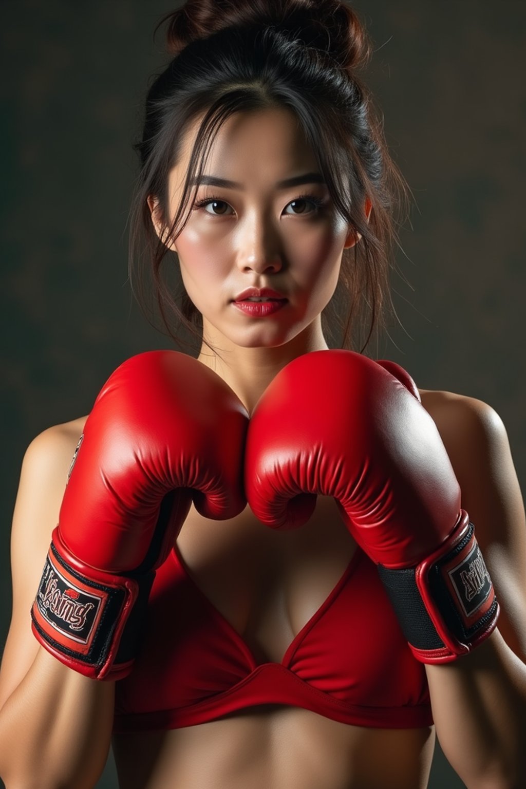 woman as a Boxer wearing Boxing Gloves