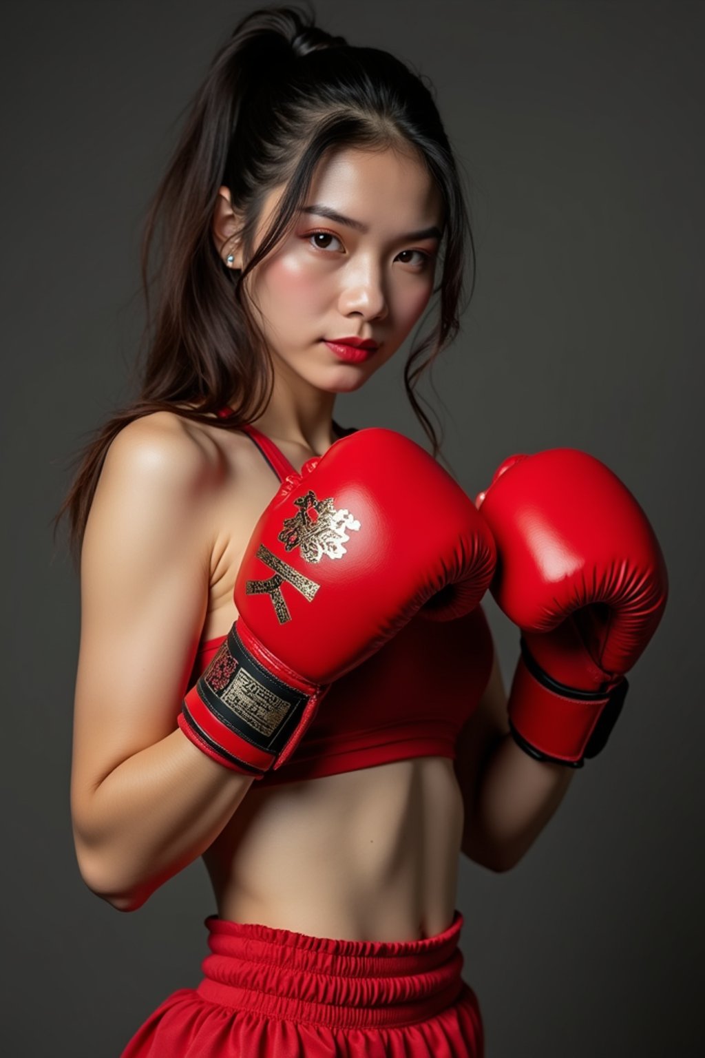 woman as a Boxer wearing Boxing Gloves