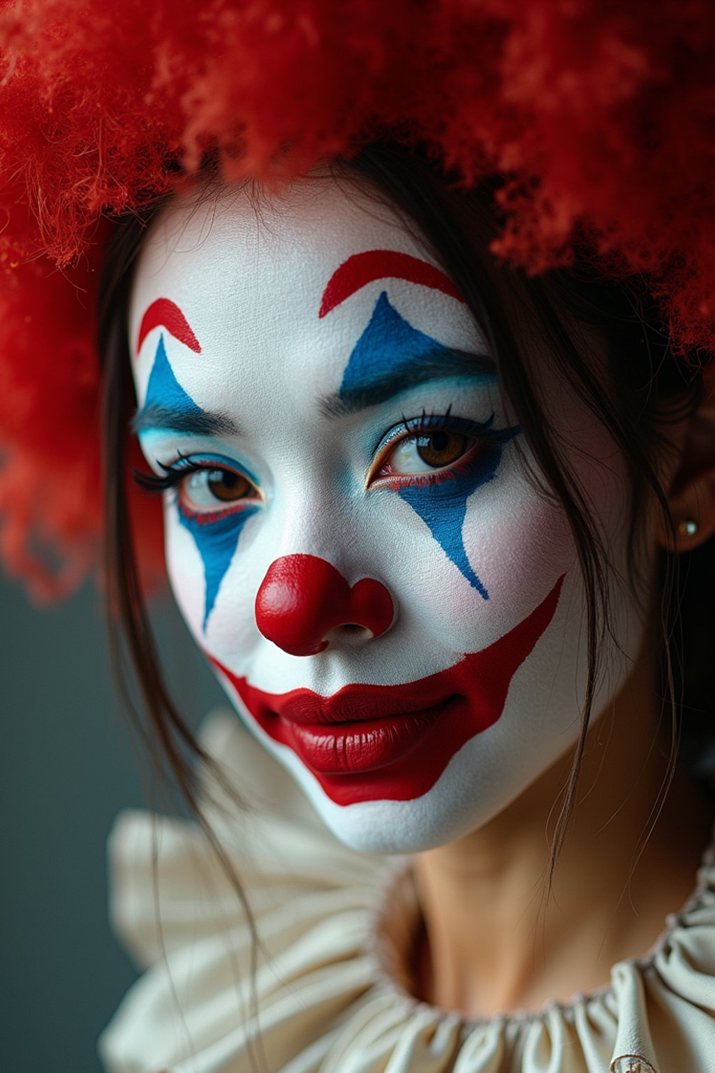 woman as a Clown with Clown Makeup