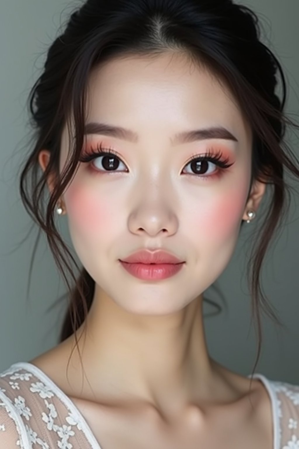 make up ideas for woman. fake eyelashes, perfect cat eyeliner, light pink lipstick