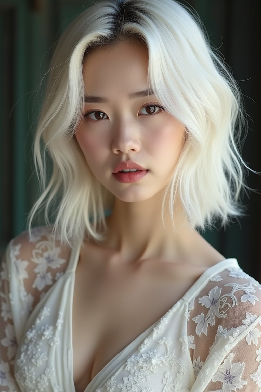 woman with platinum blonde hair dyed