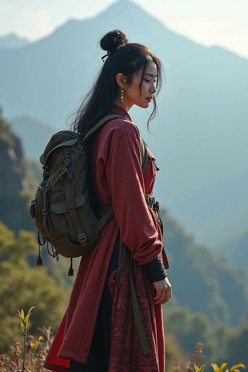 woman hiking in mountains