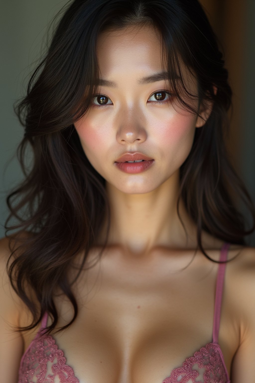 woman wearing  bikini or lingerie in  FHM maxim centerfold photoshoot. intact eyes, symmetrical eyes, realistic skin texture. hyper realistic eyes. photorealistic