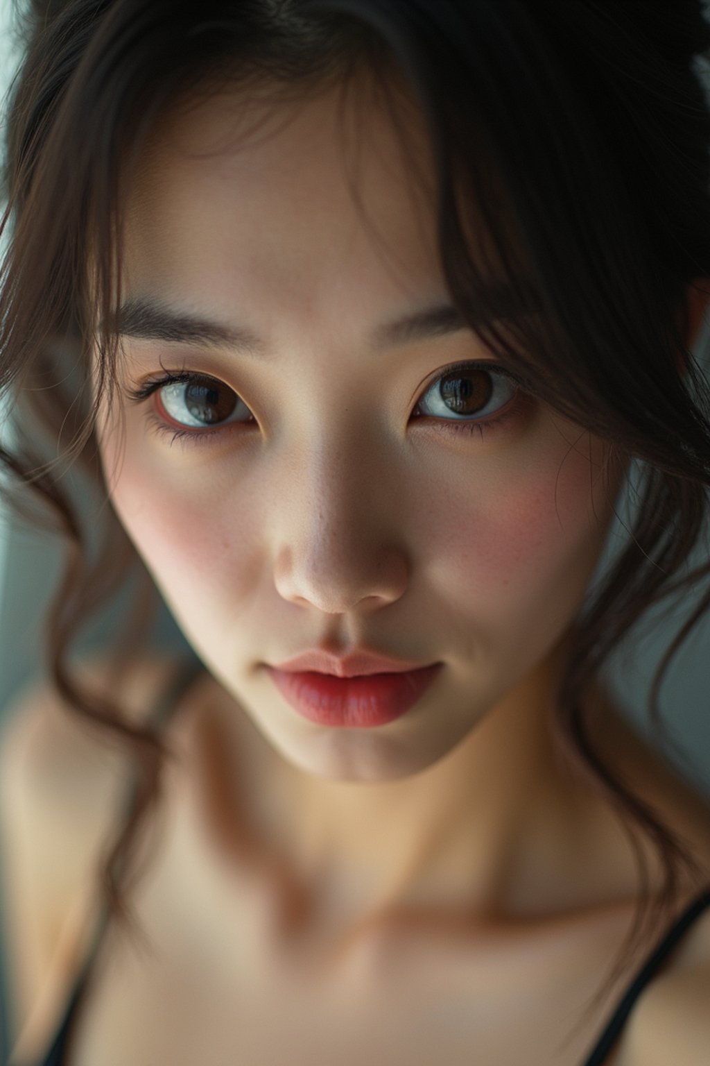 woman wearing  bikini or lingerie in  FHM maxim centerfold photoshoot. intact eyes, symmetrical eyes, realistic skin texture. hyper realistic eyes. photorealistic