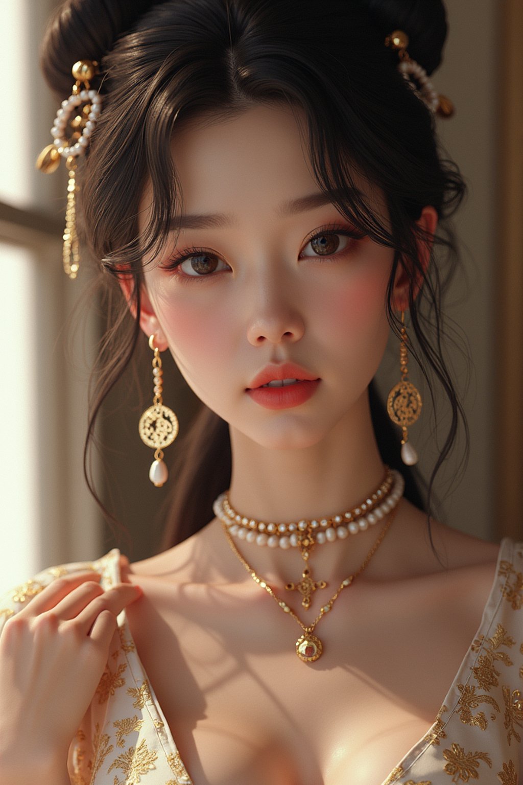 a  pin up as a beautiful fashion charming dreamlike woman with lv jewelry, character art, art by artgerm lau and wlop and and ilya kuvshinov and john singer sargent, hyperdetailed, 8 k realistic, symmetrical, frostbite 3 engine, cryengine, dof, trending on artstation, digital art