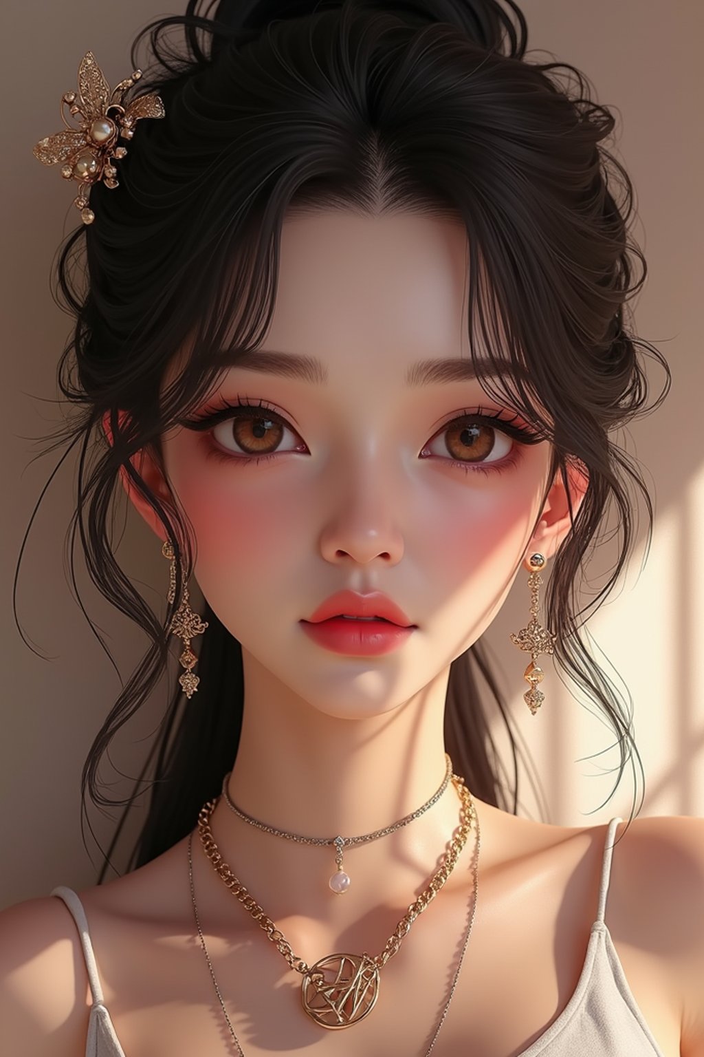 a  pin up as a beautiful fashion charming dreamlike woman with lv jewelry, character art, art by artgerm lau and wlop and and ilya kuvshinov and john singer sargent, hyperdetailed, 8 k realistic, symmetrical, frostbite 3 engine, cryengine, dof, trending on artstation, digital art