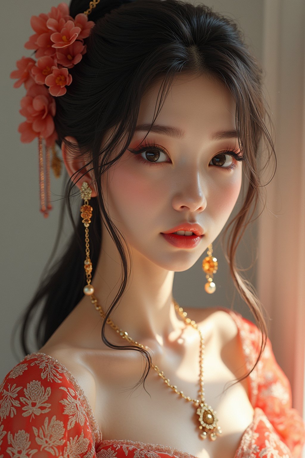 a  pin up as a beautiful fashion charming dreamlike woman with lv jewelry, character art, art by artgerm lau and wlop and and ilya kuvshinov and john singer sargent, hyperdetailed, 8 k realistic, symmetrical, frostbite 3 engine, cryengine, dof, trending on artstation, digital art