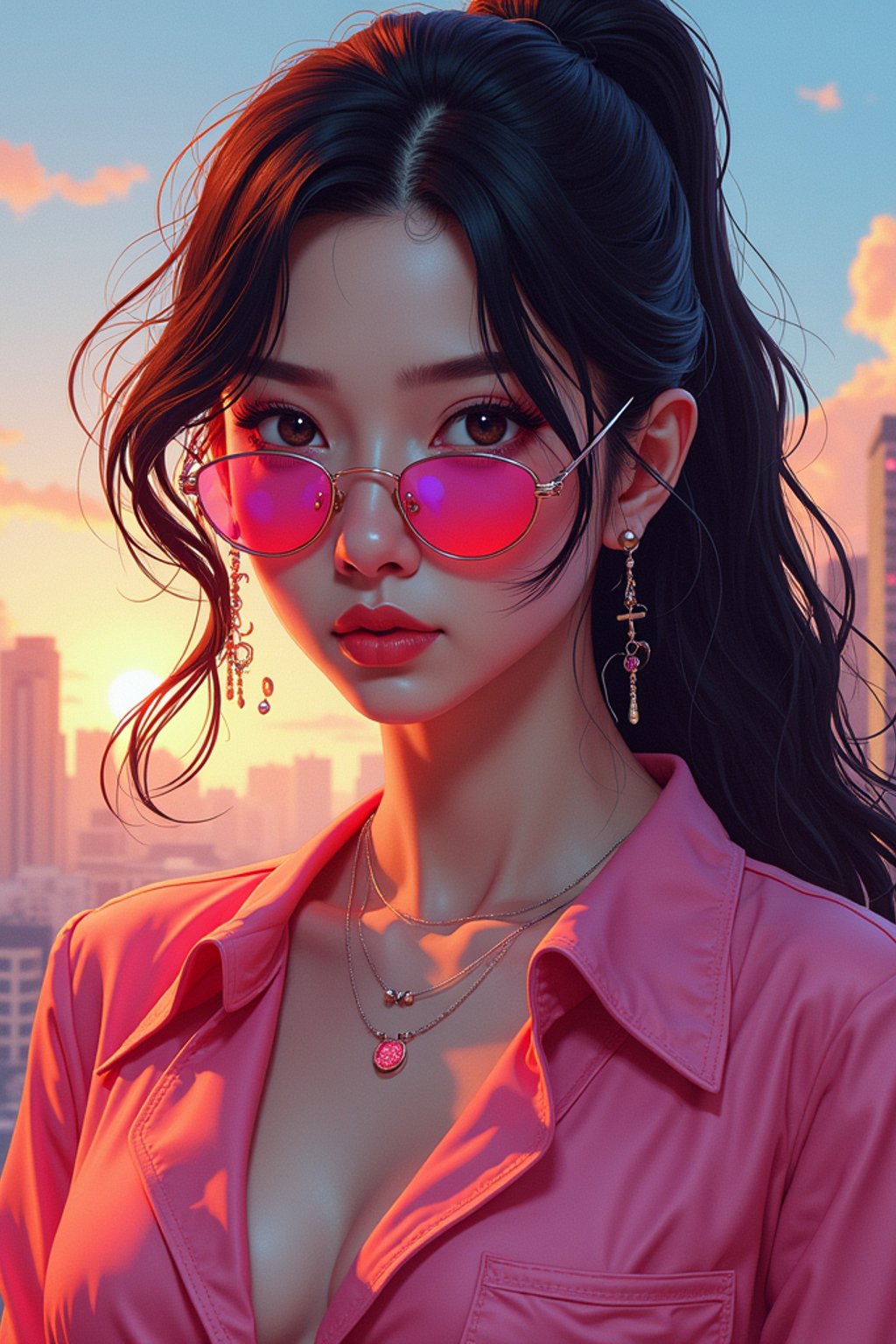 woman, gta vice city cover art, borderlands style, celshading, trending on artstation, by rhads, andreas rocha, rossdraws, makoto shinkai, laurie greasley, lois van baarle, ilya kuvshinov and greg rutkowski