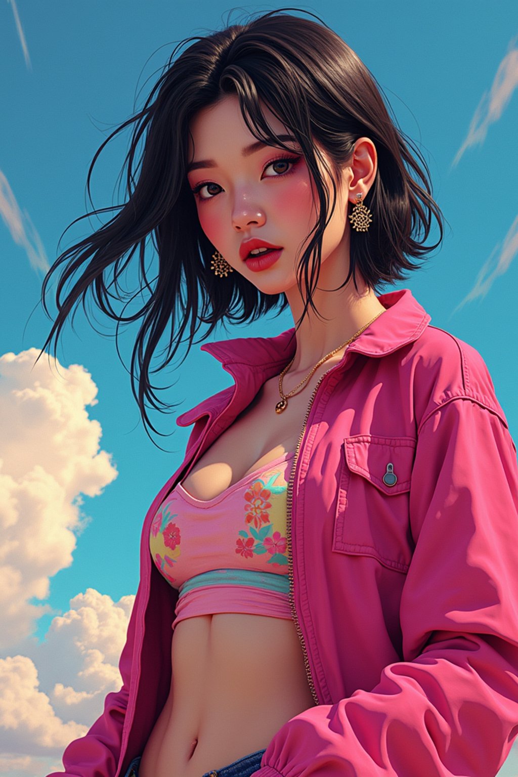 woman, gta vice city cover art, borderlands style, celshading, trending on artstation, by rhads, andreas rocha, rossdraws, makoto shinkai, laurie greasley, lois van baarle, ilya kuvshinov and greg rutkowski