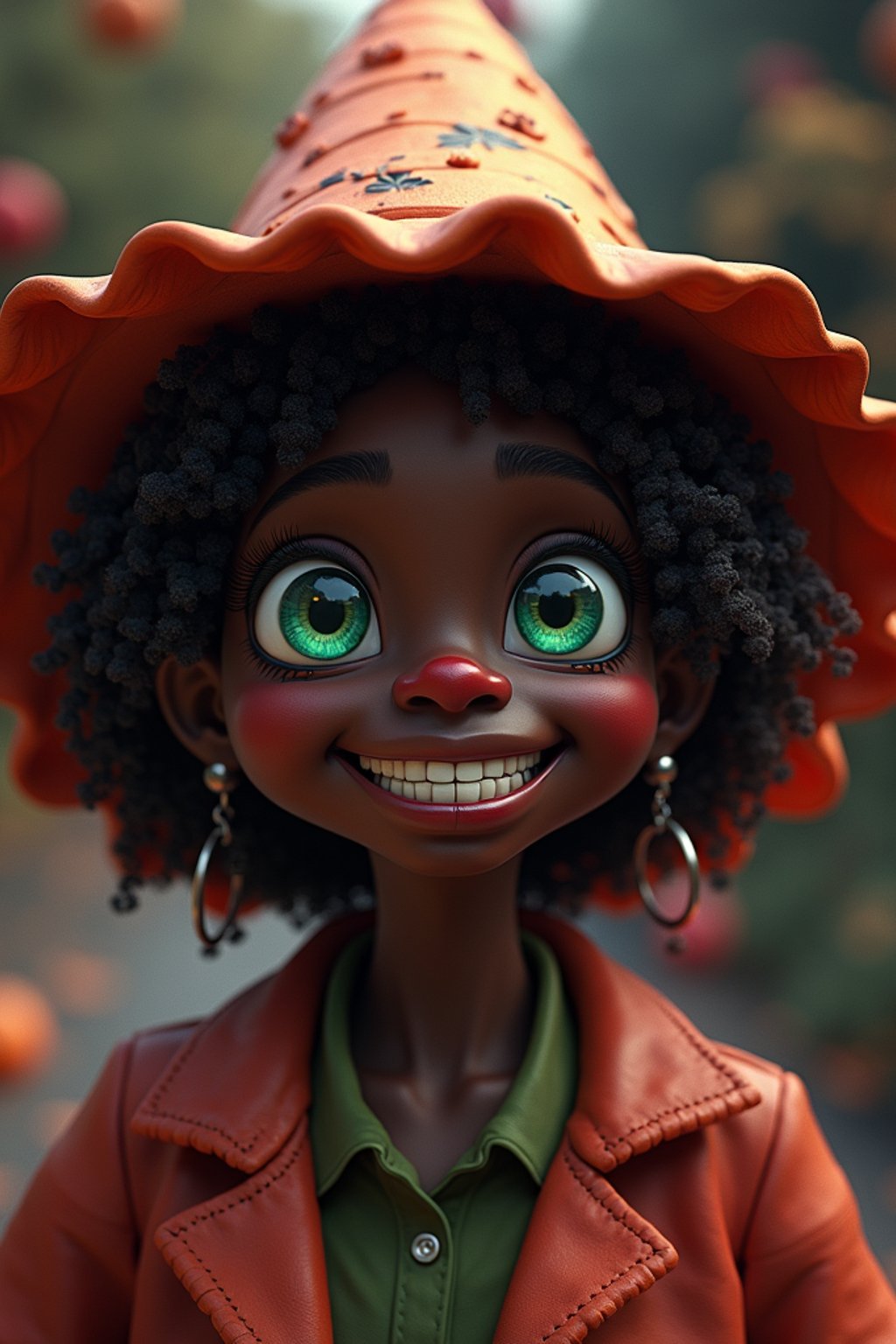 woman as the personification of the Halloween holiday in the form of woman with a villain's smile, (cute)cute hats, cute cheeks, unreal engine, highly detailed, artgerm digital illustration, woo tooth, studio ghibli, deviantart, sharp focus, artstation, by Alexei Vinogradov bakery, sweets, emerald eyes