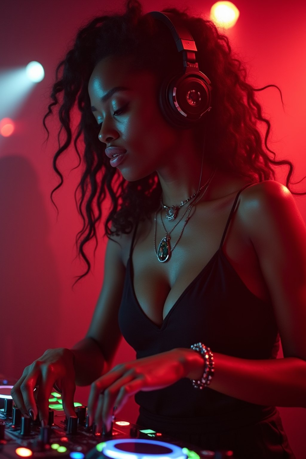 woman as DJ dj-ing in the club