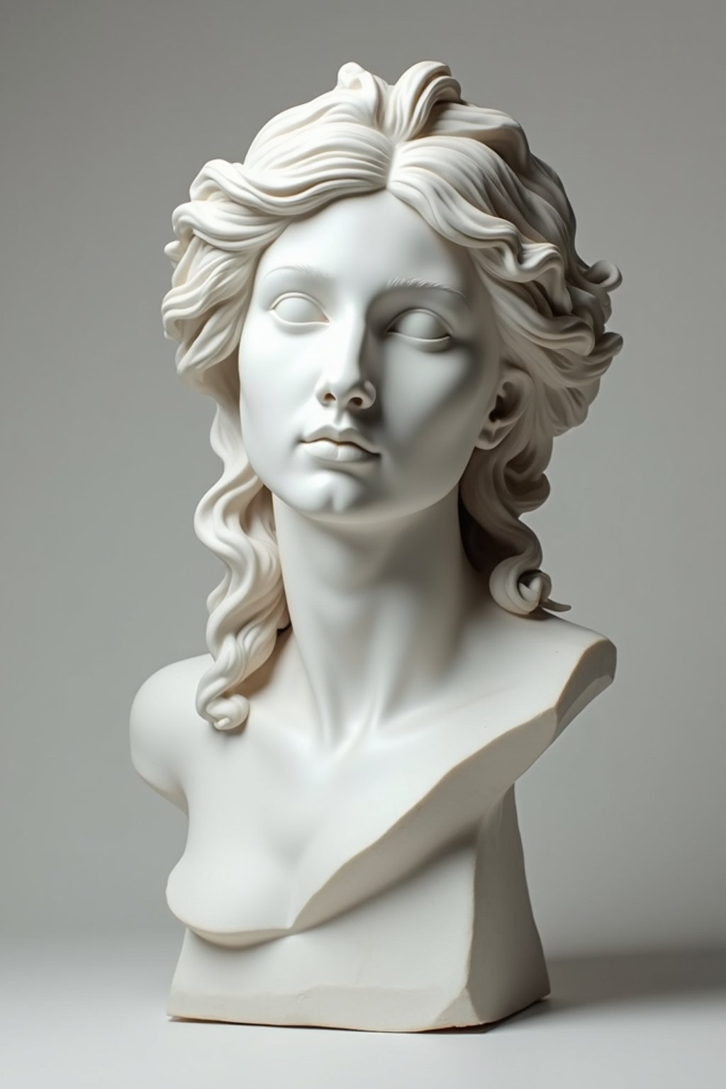 woman as White Marble classical Greek Marble Sculpture. white. no colors