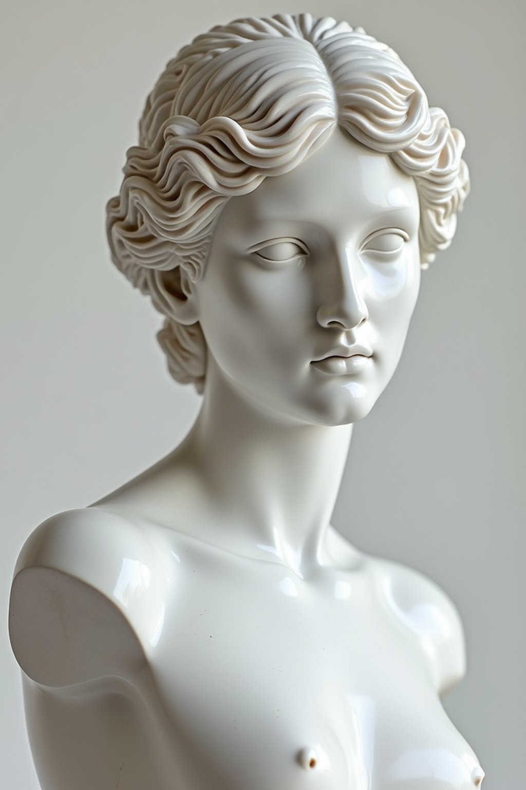 woman as White Marble classical Greek Marble Sculpture. white. no colors