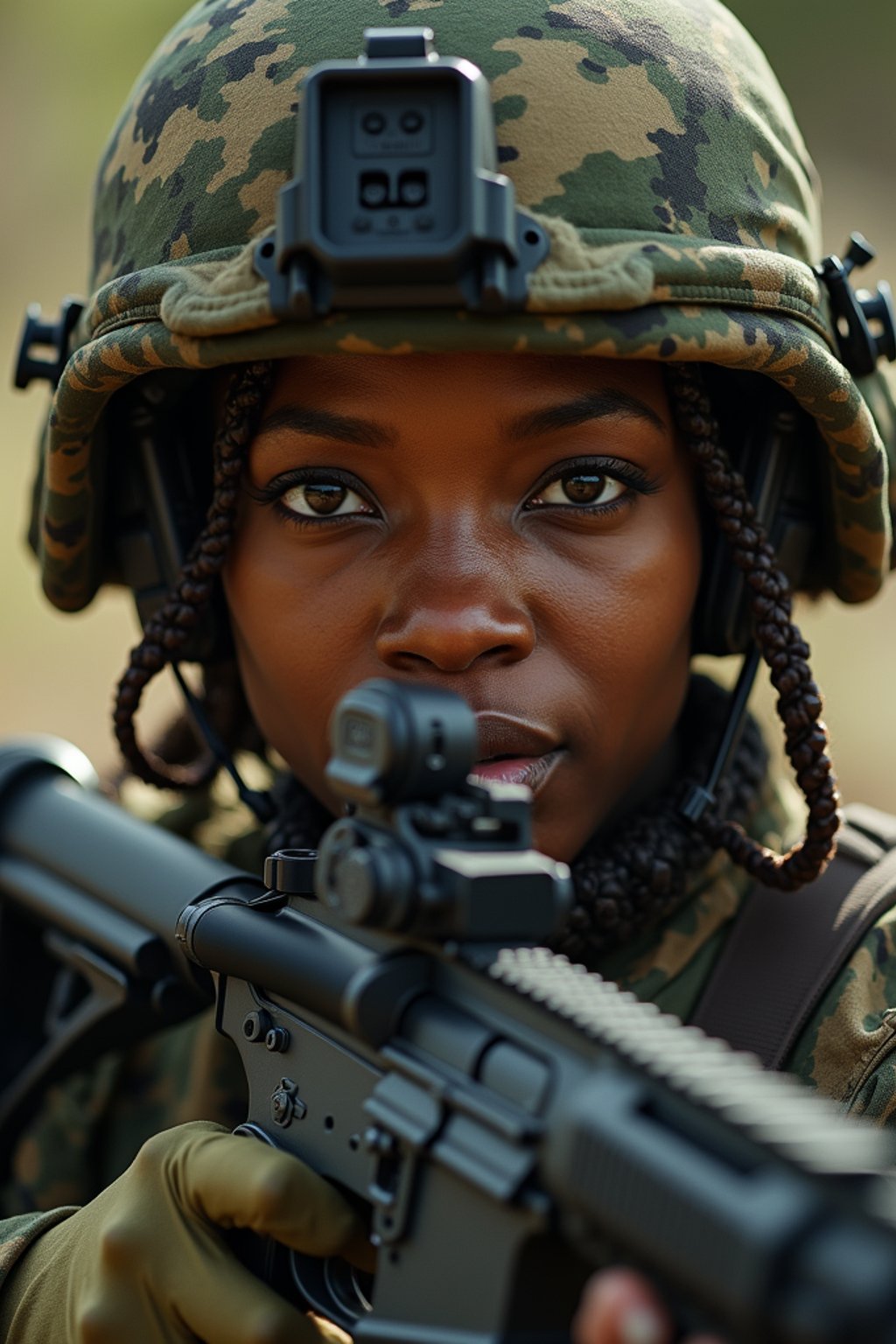 woman as a US Navy Seal in firefight. highly detailed