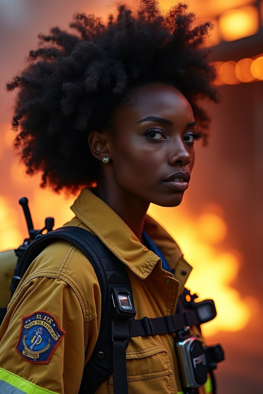 woman as a Firefighter. highly detailed