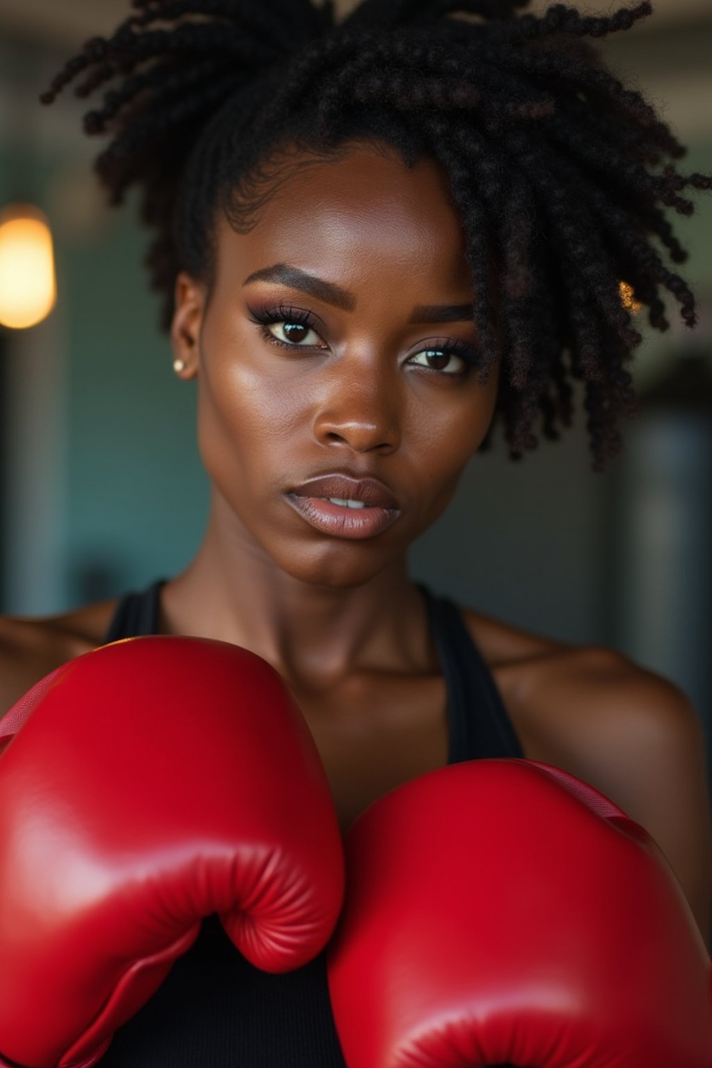 woman as a Boxer wearing Boxing Gloves