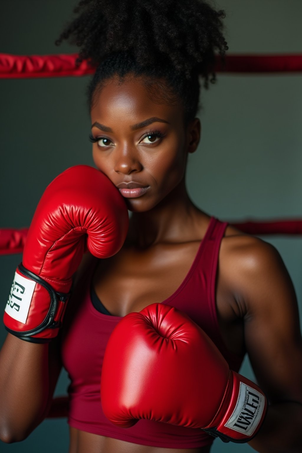 woman as a Boxer wearing Boxing Gloves