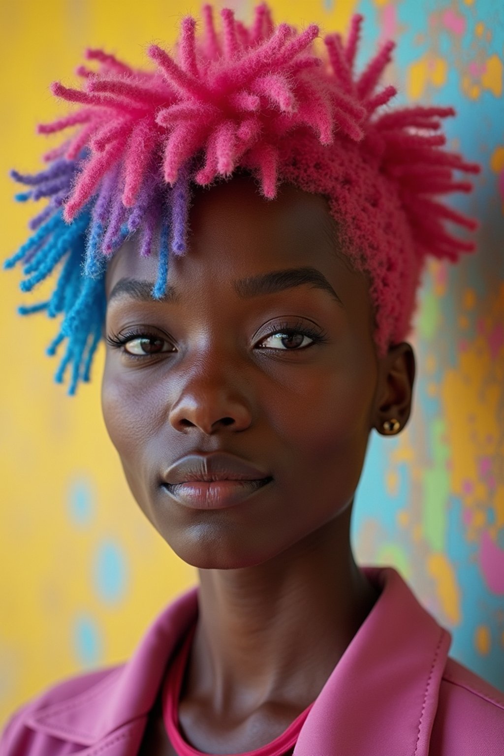 woman as a progressive LGBTQ activist feminist with pink or blue hair