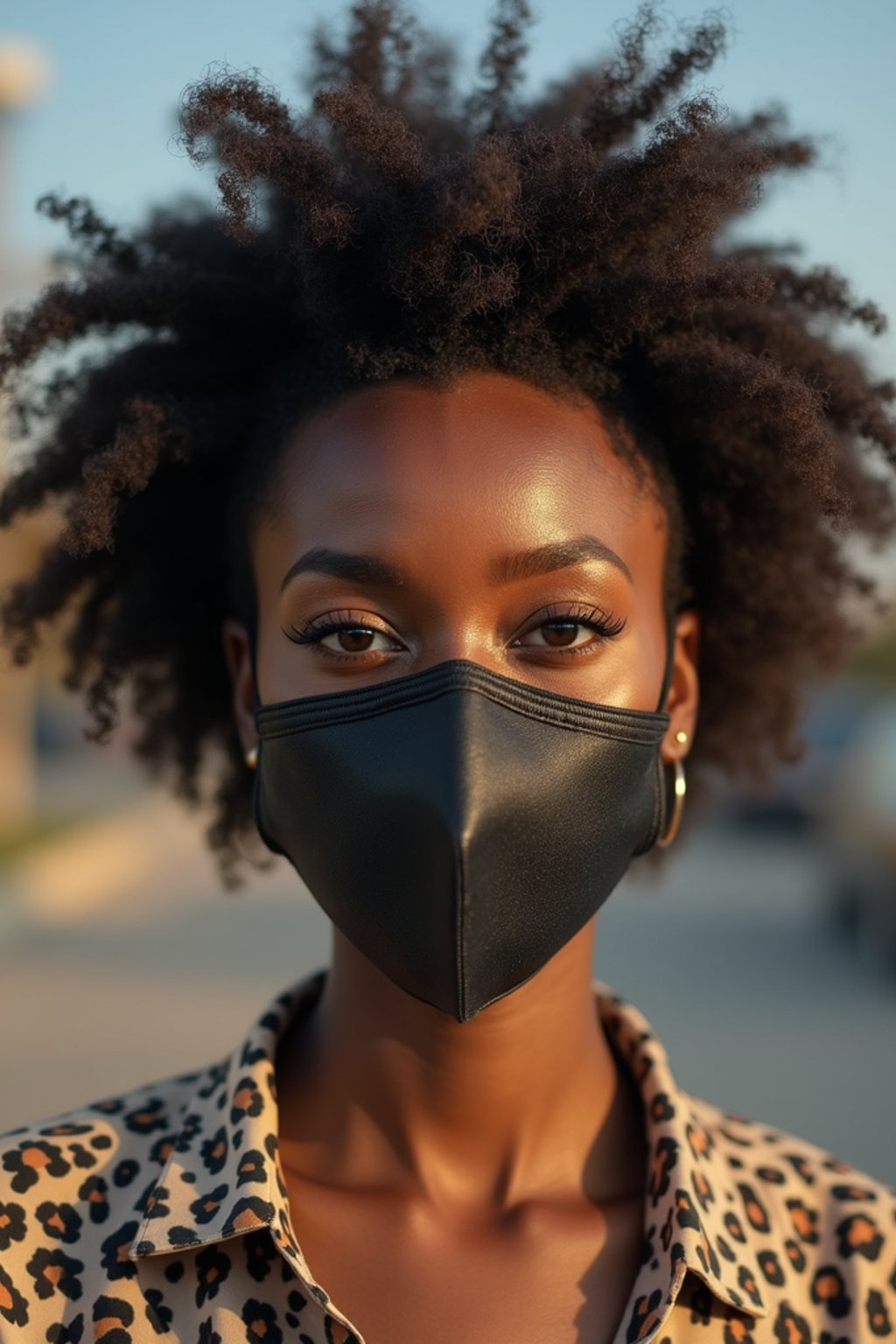 woman wearing a Covid n95 mask in 2020. outside