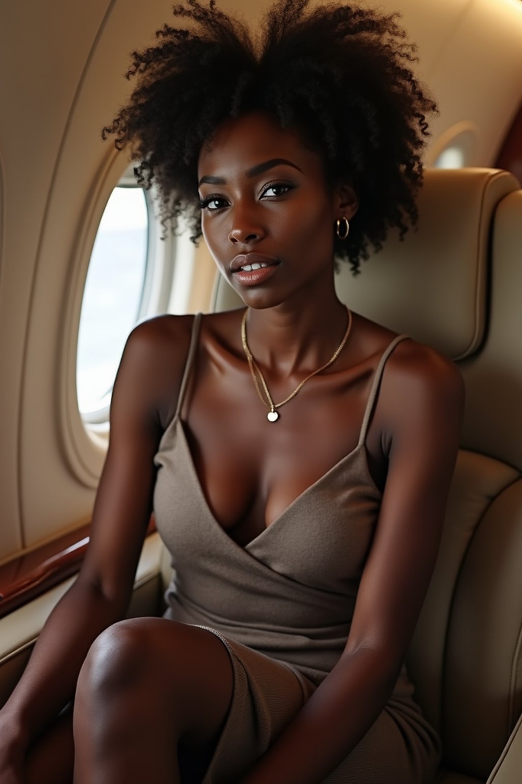 woman seated in a Private Jet