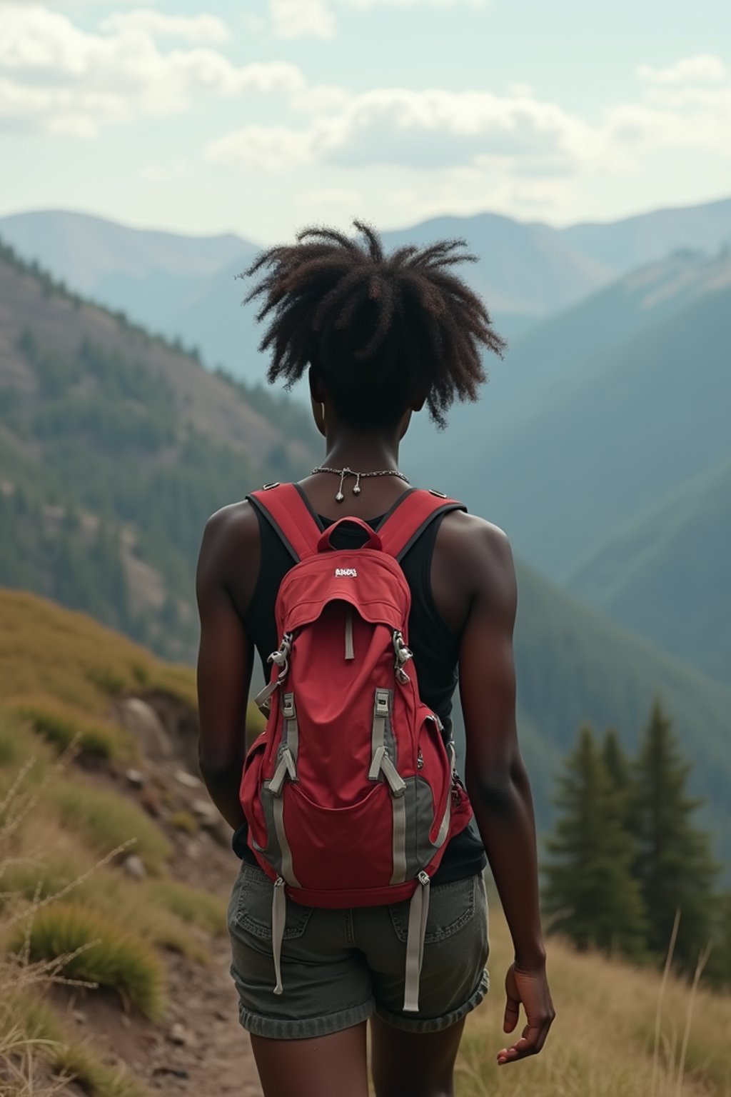 woman hiking in mountains