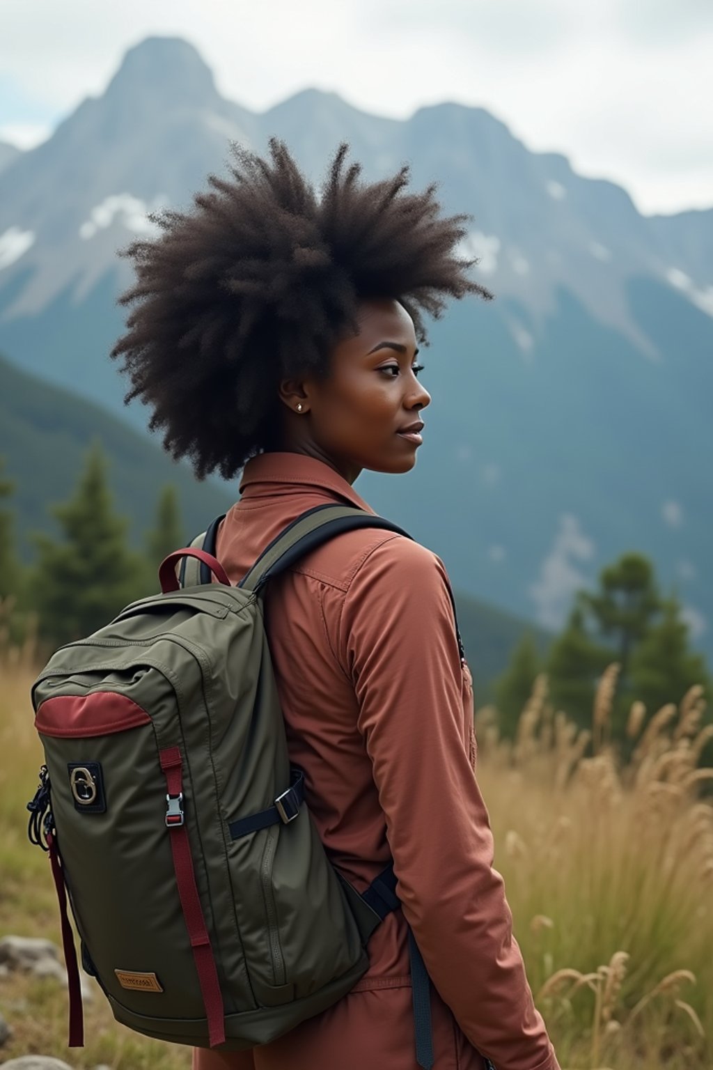 woman hiking in mountains