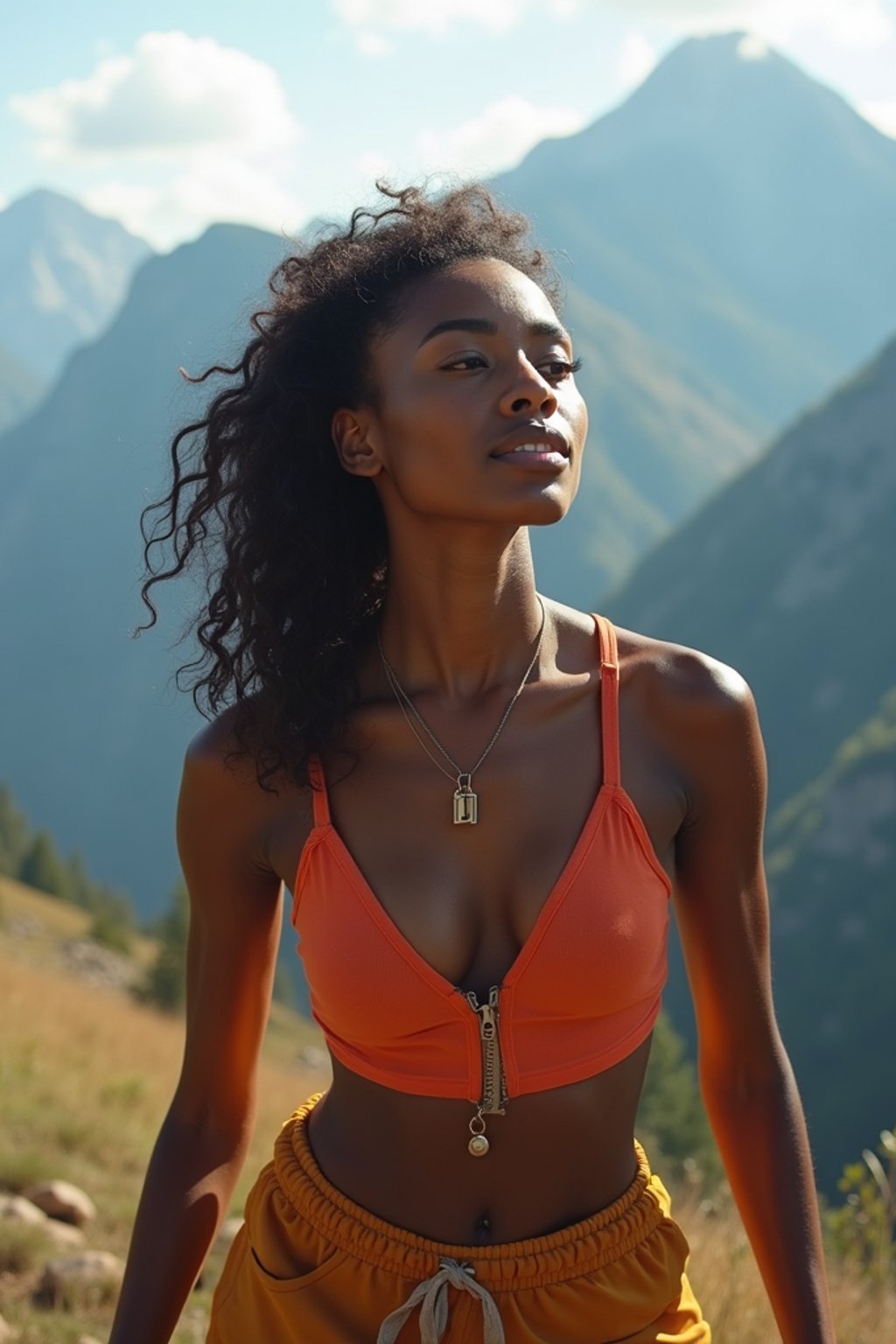 woman hiking in mountains