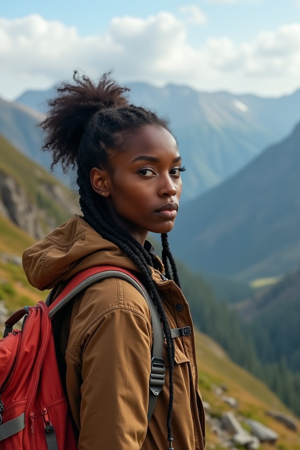 woman hiking in mountains