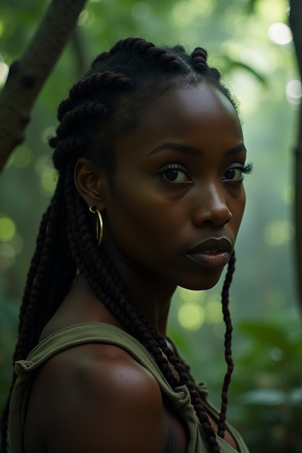 woman   as Lara Croft in Tombraider, in rainforest, cinematic lighting