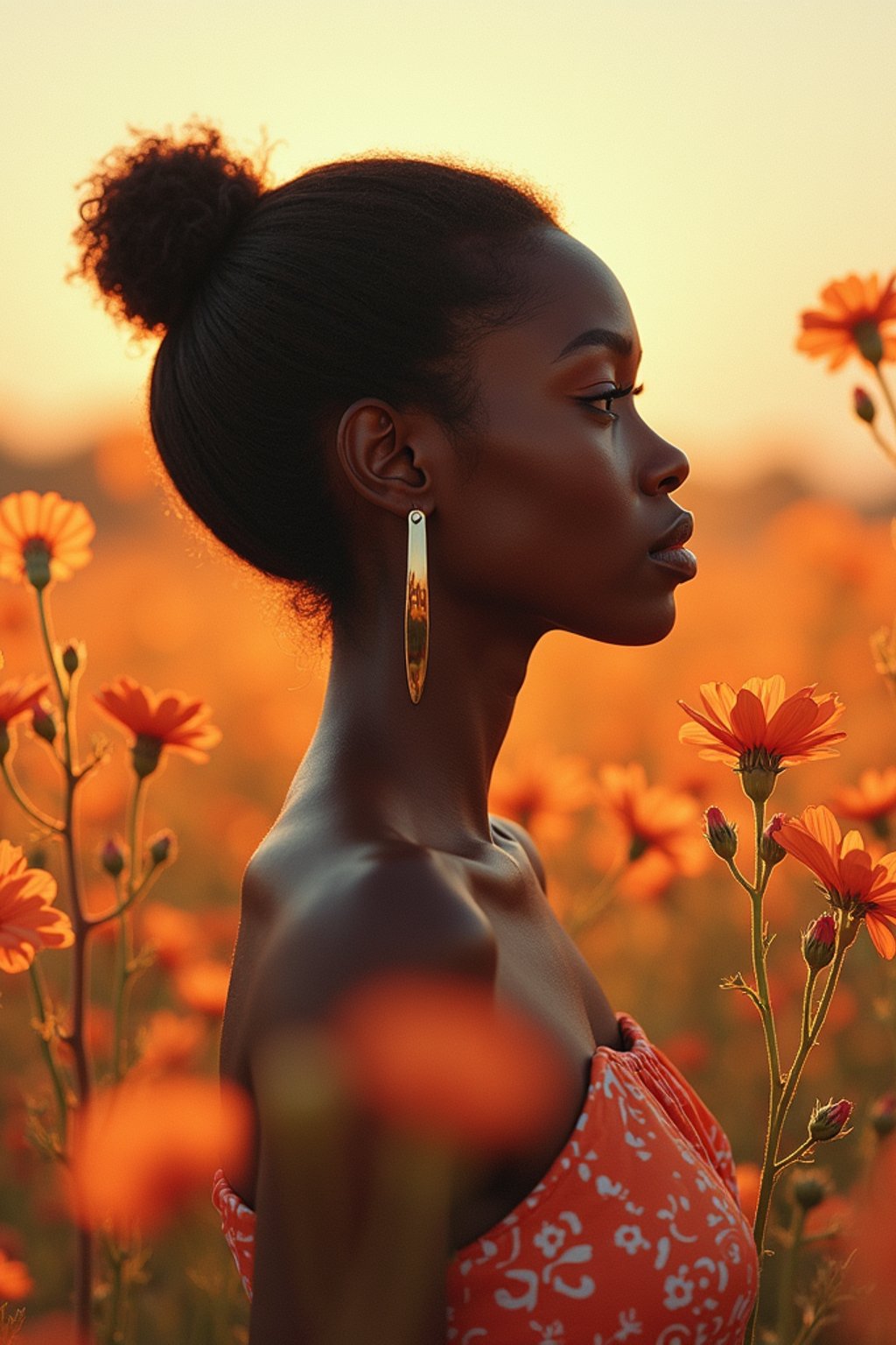 woman | standing in field full of flowers | detailed gorgeous face! ! | full body! ! | god rays | intricate | elegant | realistic | hyperrealistic | cinematic | character design | concept art | illustration | digital art | digital painting | depth of field