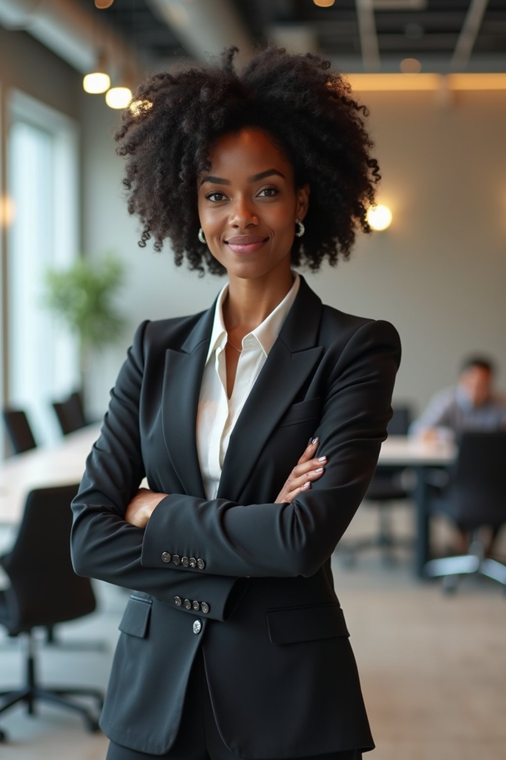 wide LinkedIn profile photo of a professional business woman as a confident professional business woman standing in a modern office. LinkedIn professional profile photo. most popular person on LinkedIn