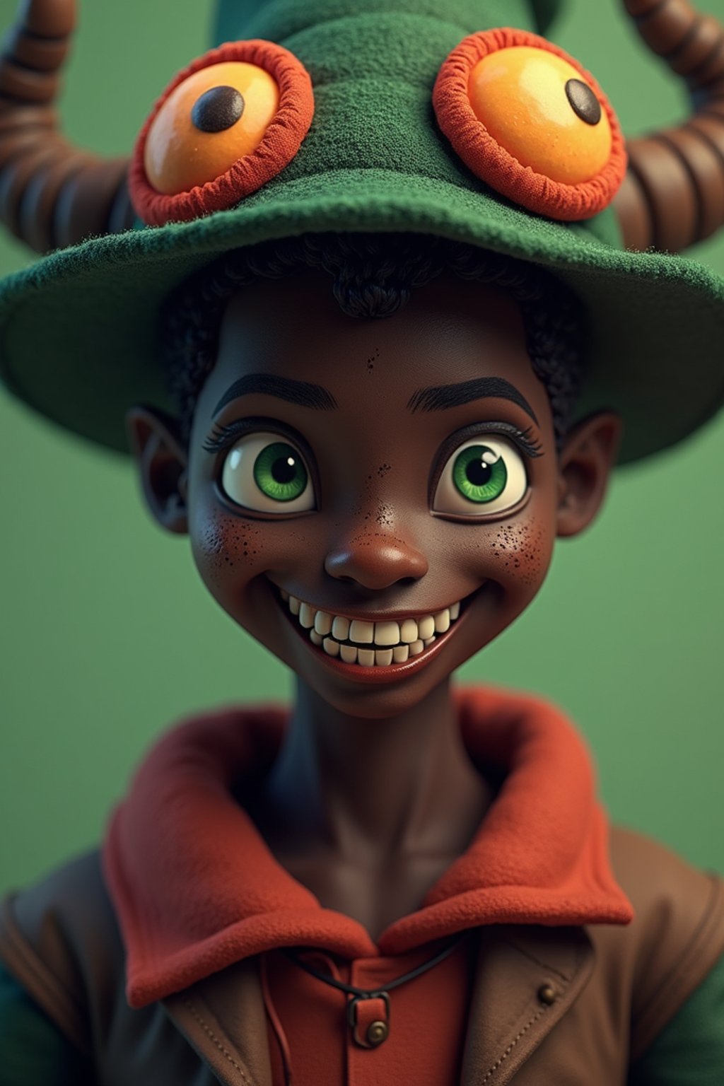 man as the personification of the Halloween holiday in the form of man with a villain's smile, (cute)cute hats, cute cheeks, unreal engine, highly detailed, artgerm digital illustration, woo tooth, studio ghibli, deviantart, sharp focus, artstation, by Alexei Vinogradov bakery, sweets, emerald eyes