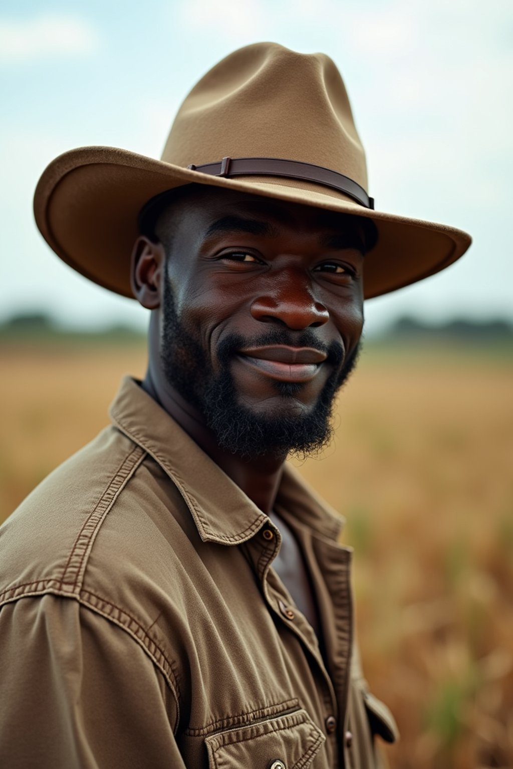 man farmer with farm in background