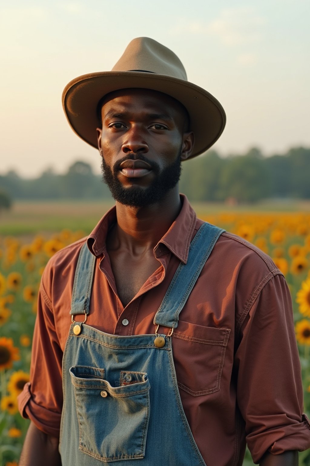 man farmer with farm in background