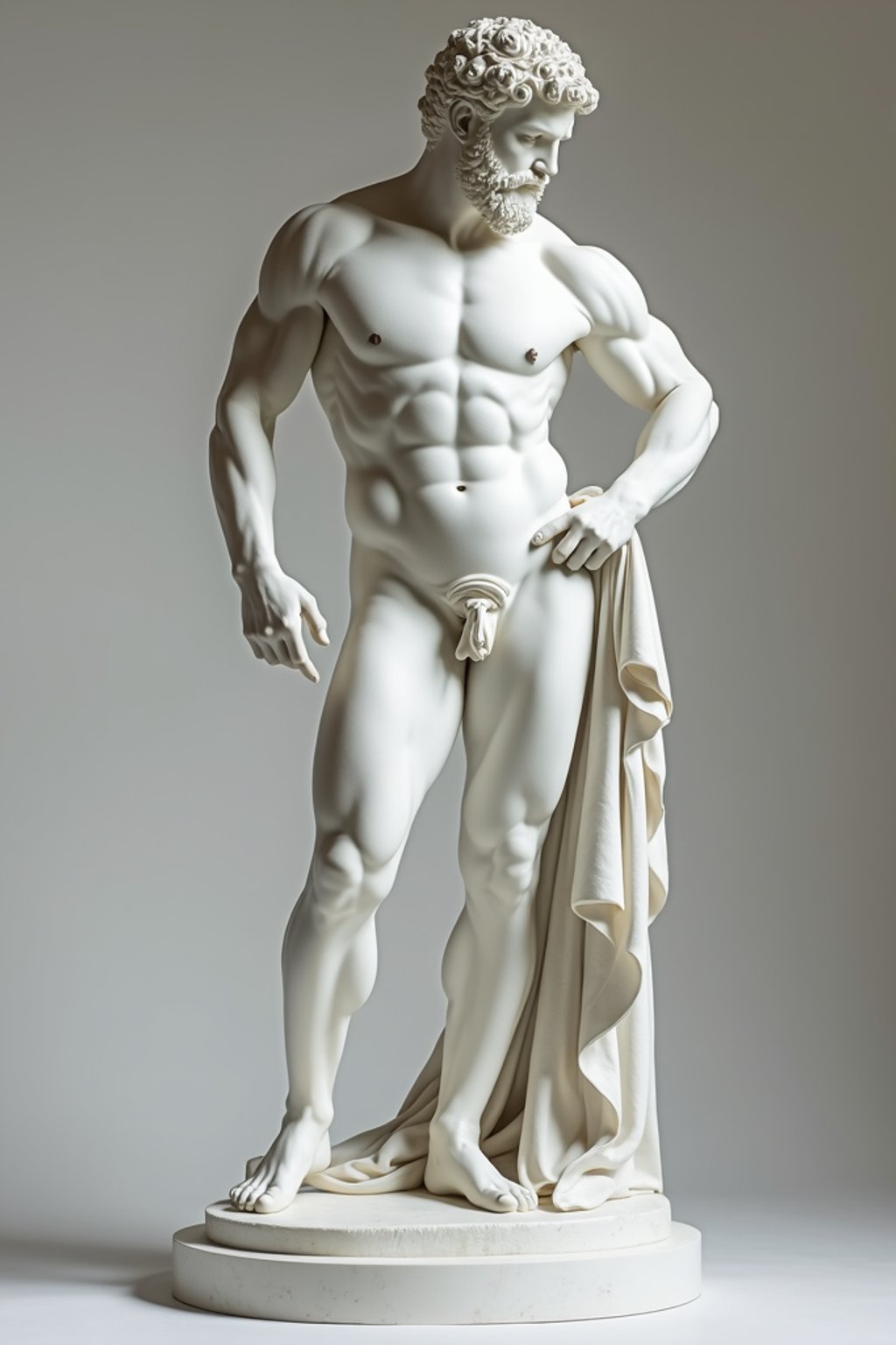 man as White Marble classical Greek Marble Sculpture. white. no colors