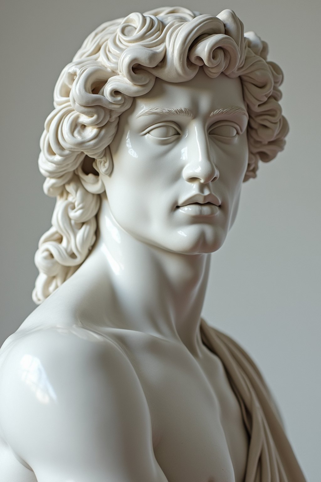 man as White Marble classical Greek Marble Sculpture. white. no colors