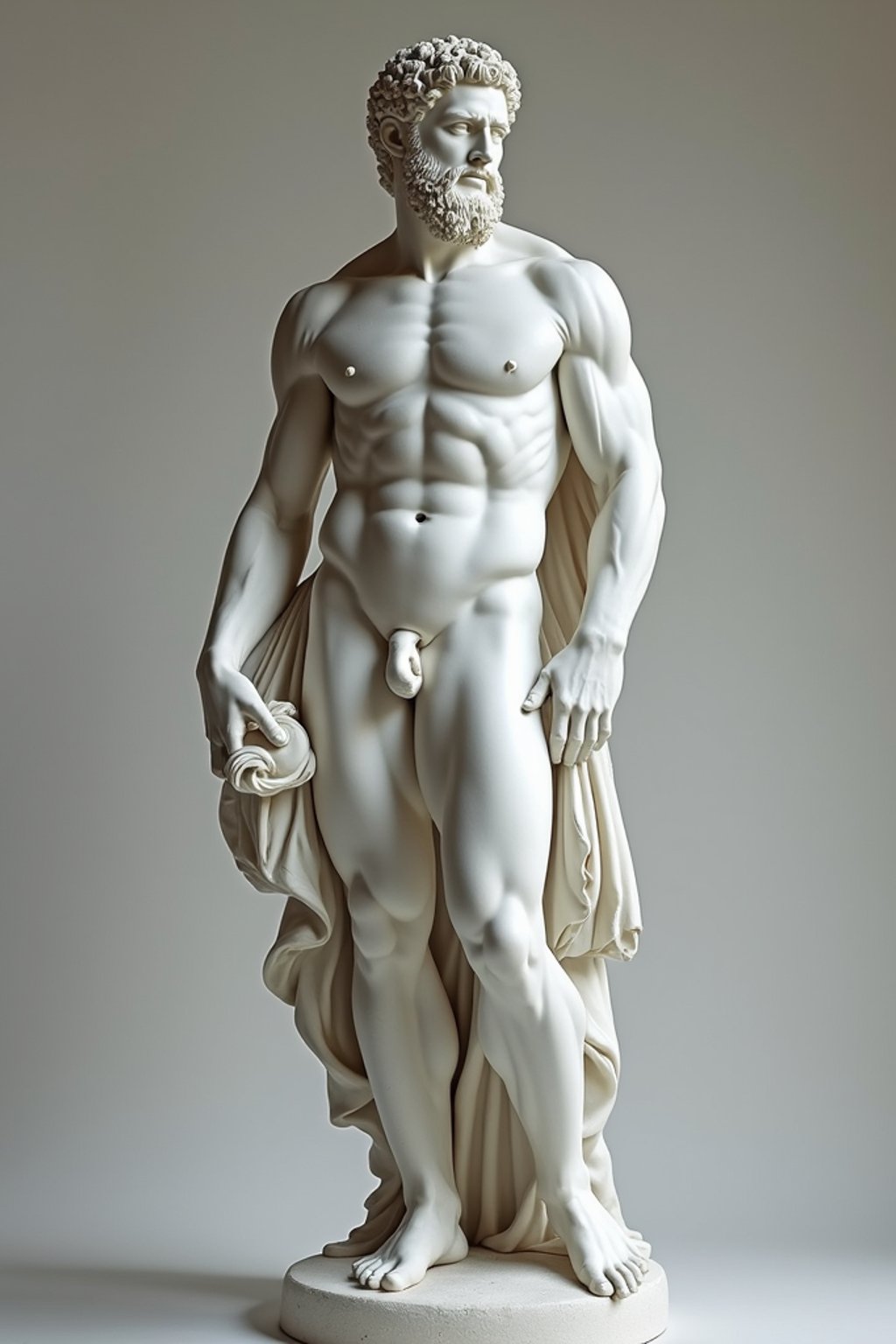 man as White Marble classical Greek Marble Sculpture. white. no colors