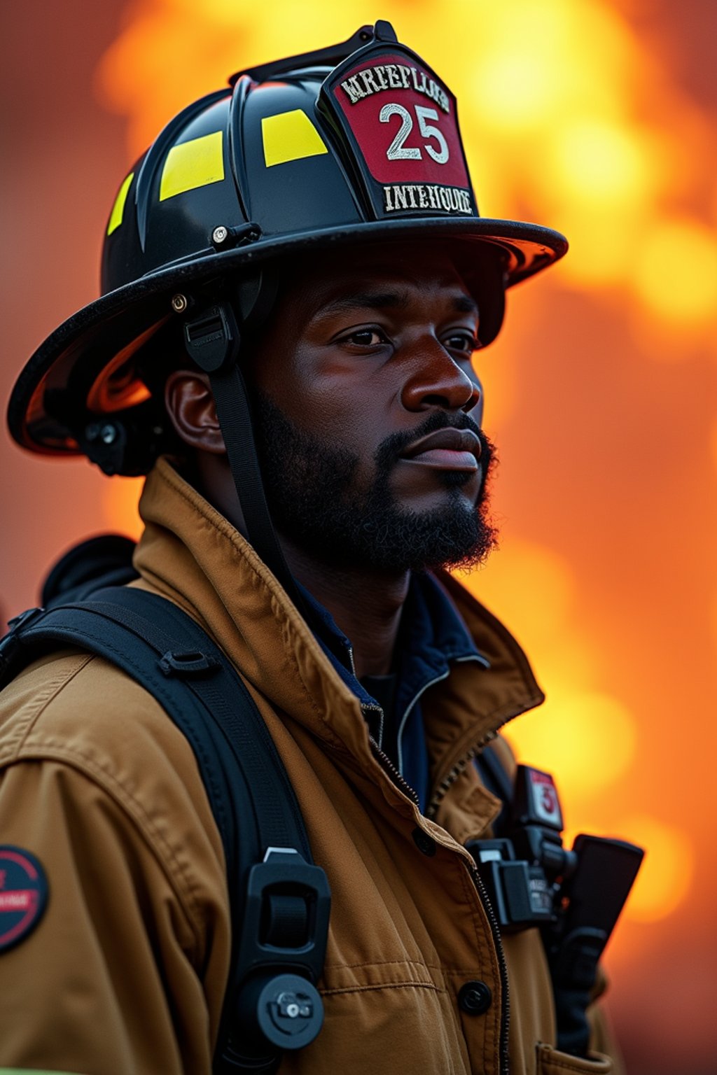 man as a Firefighter. highly detailed