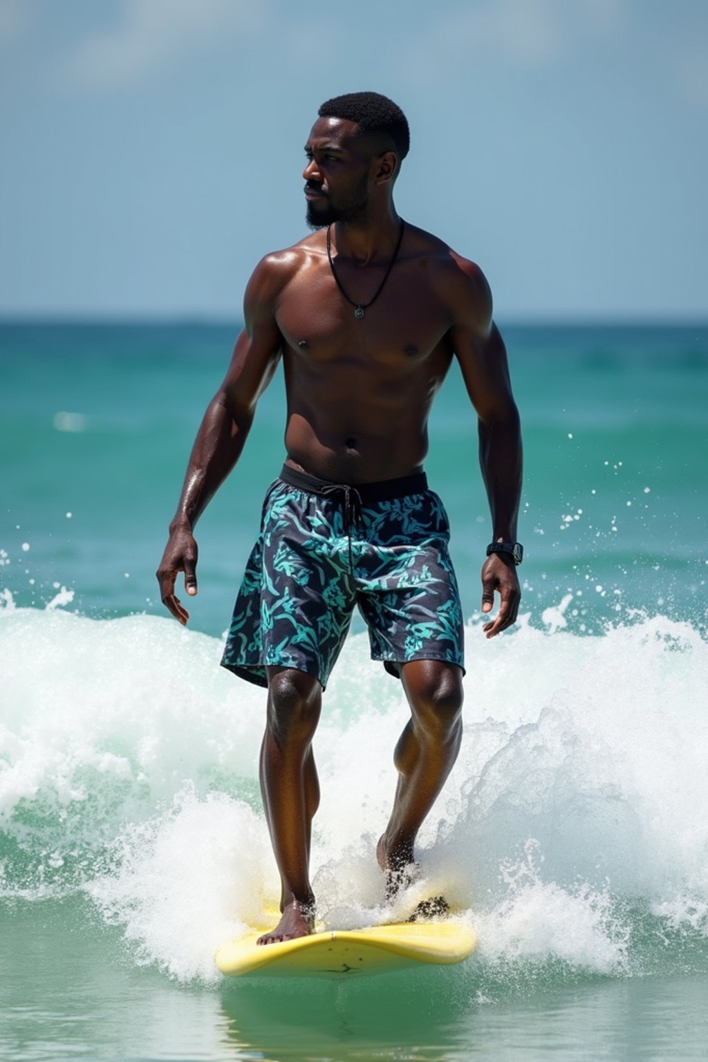 man as a Professional Surfer wearing swimwear on a Surf Board surfing in the ocean