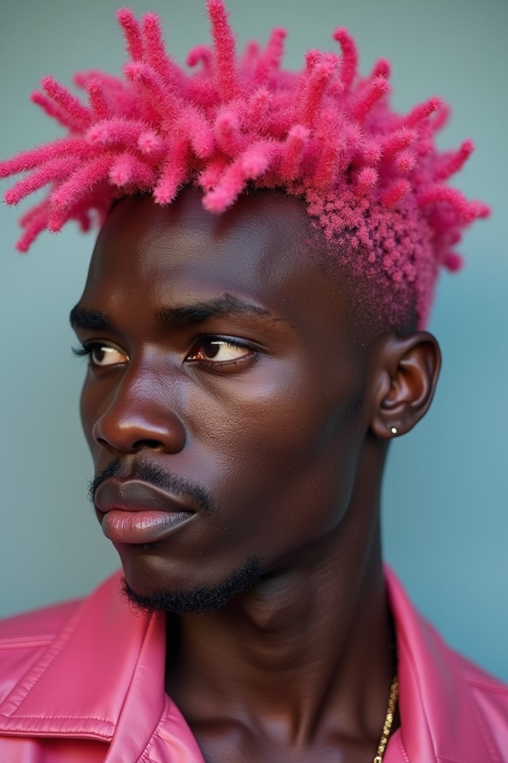 man as a progressive LGBTQ activist feminist with pink or blue hair