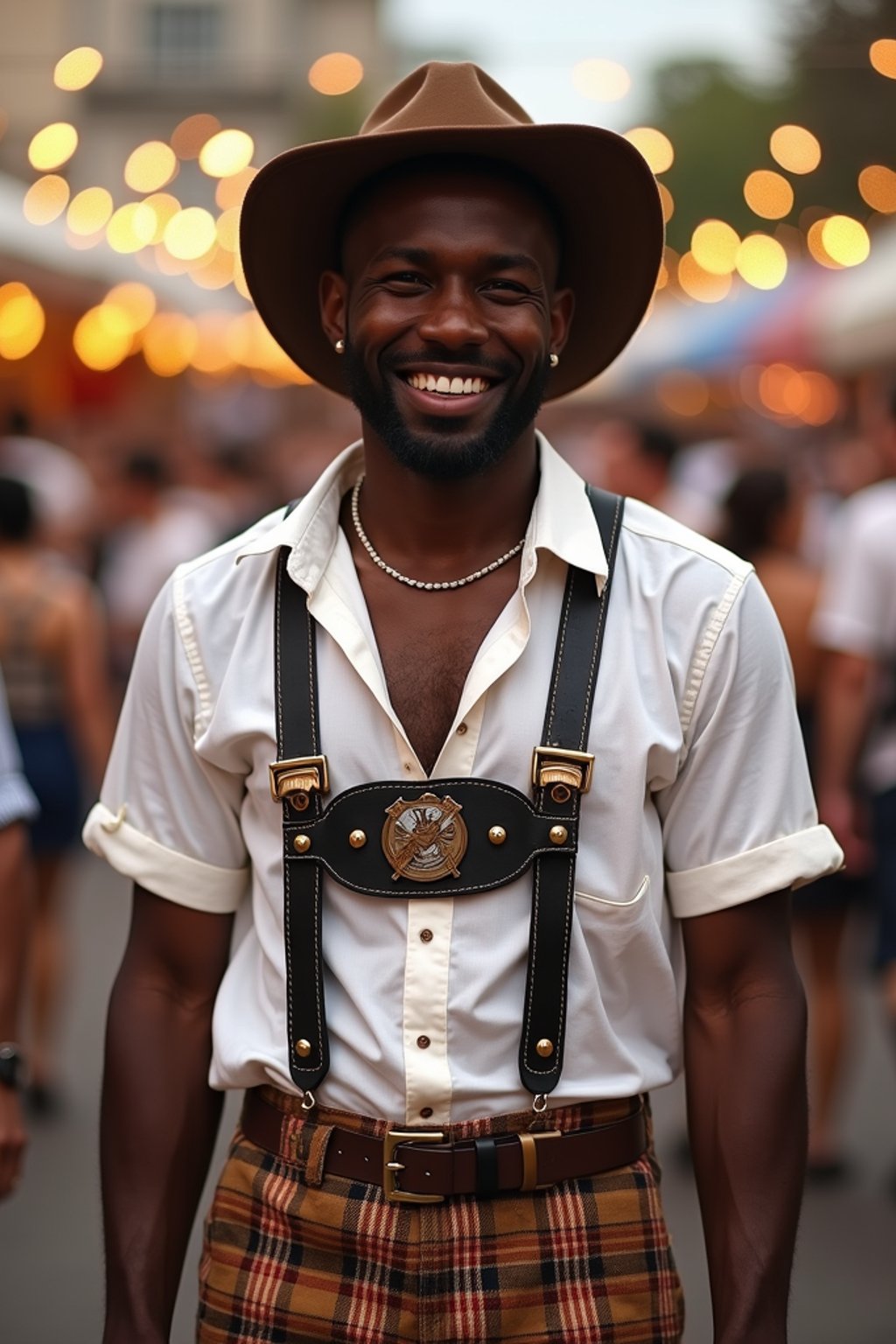 happy man in Lederhosen for Oktoberfest at Oktoberfest