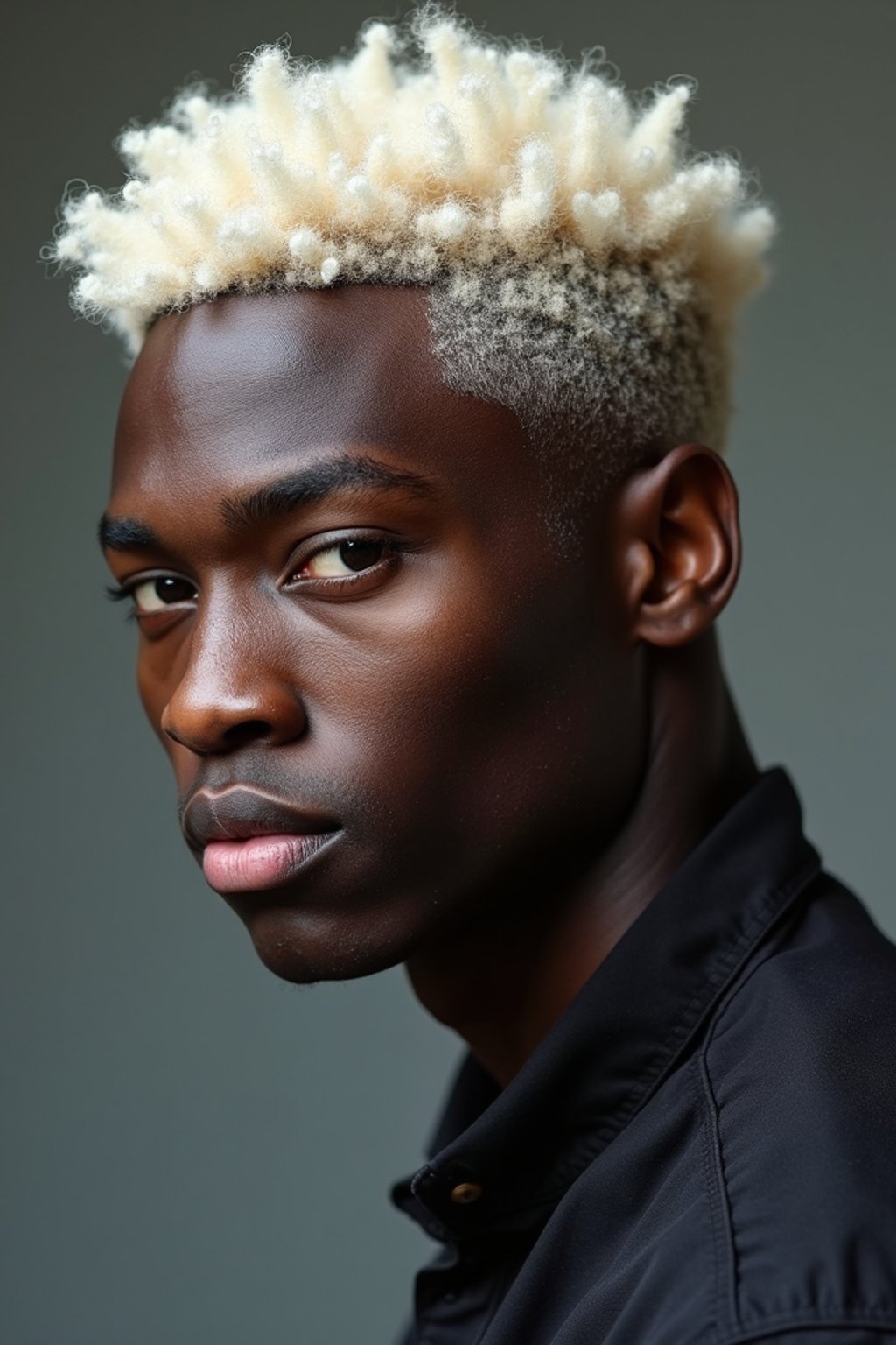 man with platinum blonde hair dyed