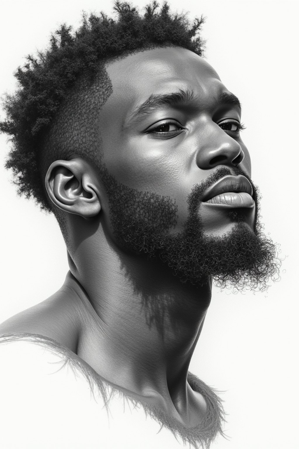 man drawn as line art sketch with pencil. fine details. extremely detailed