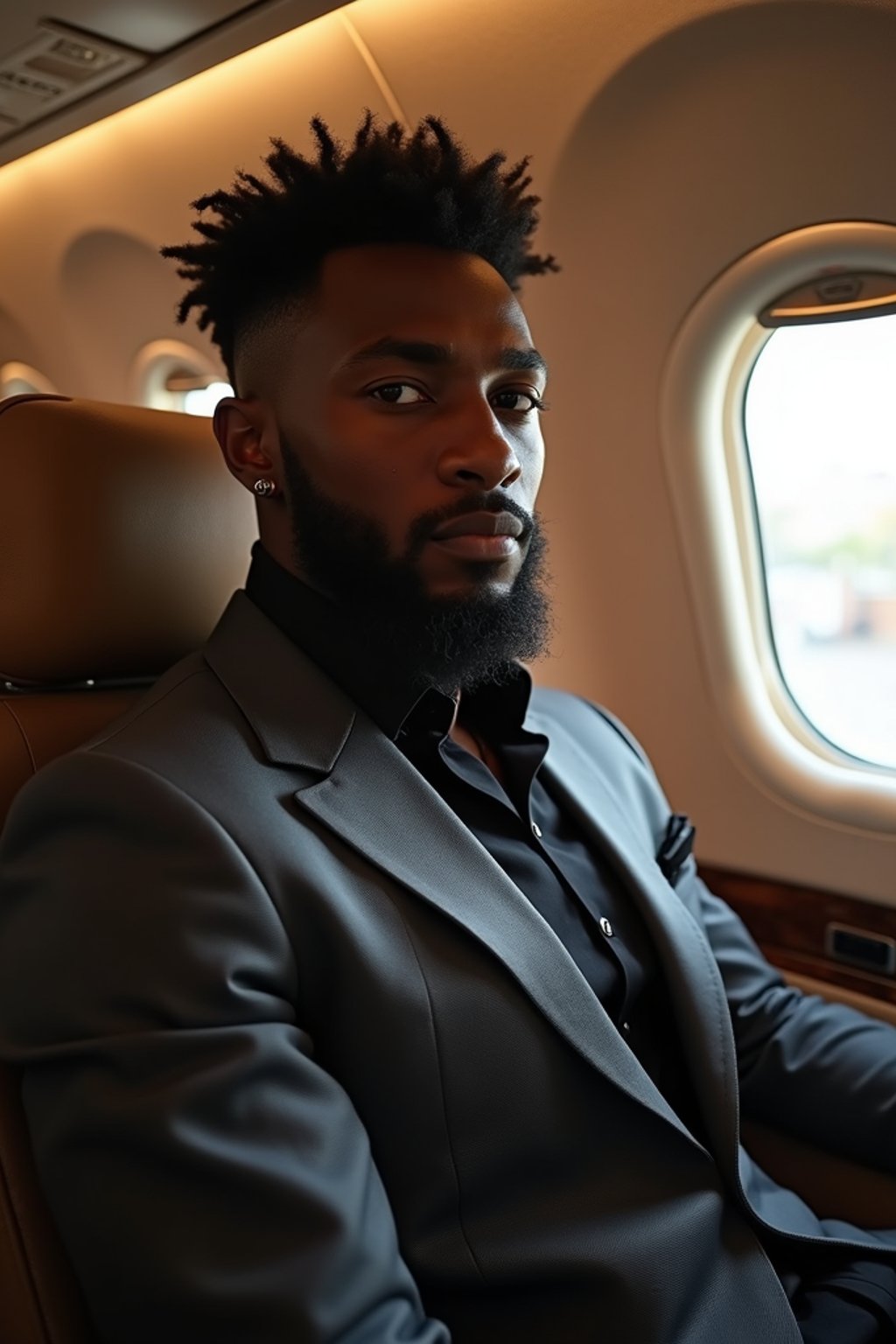 man seated in a Private Jet