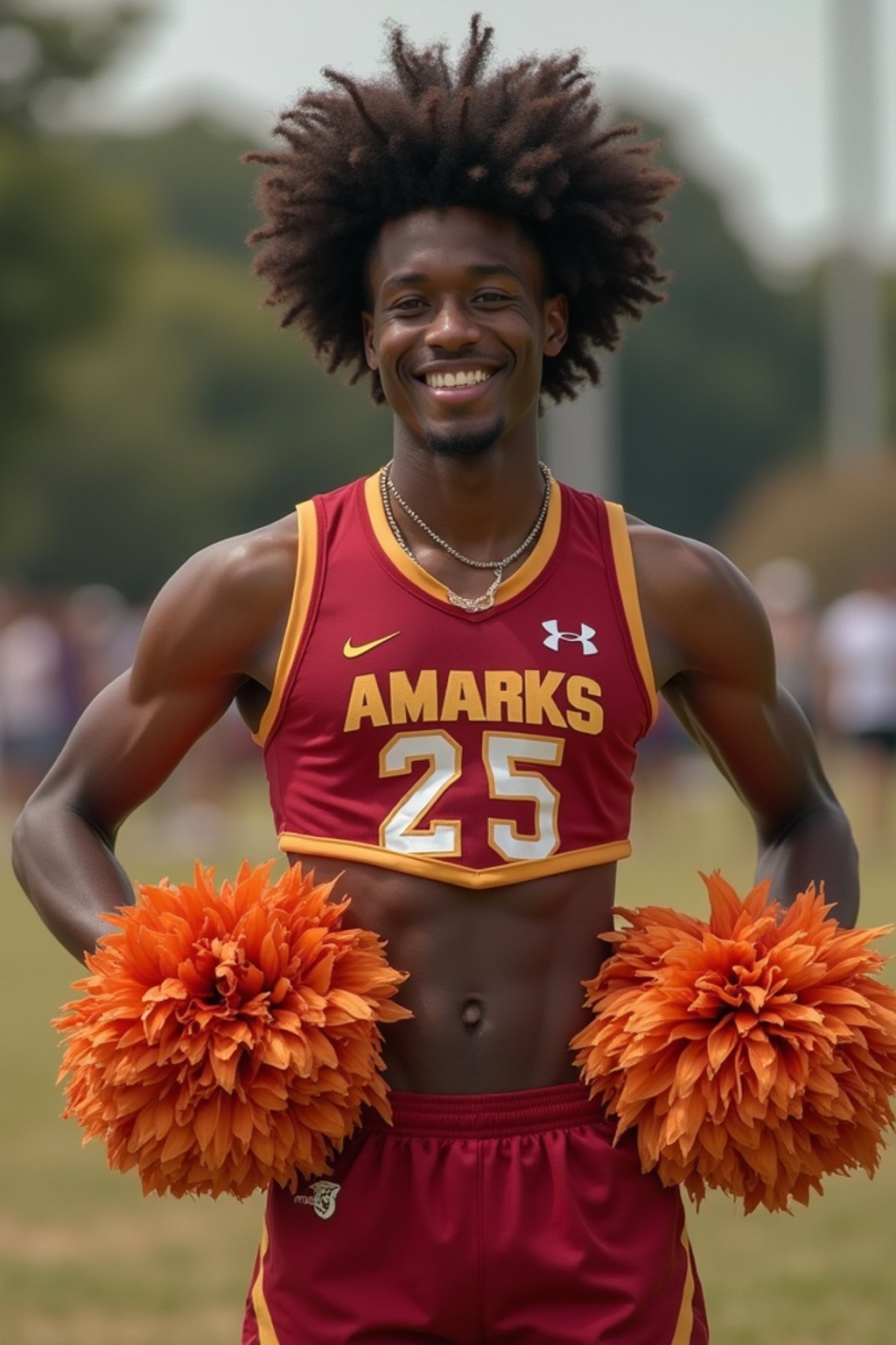 man as Cheerleader at college