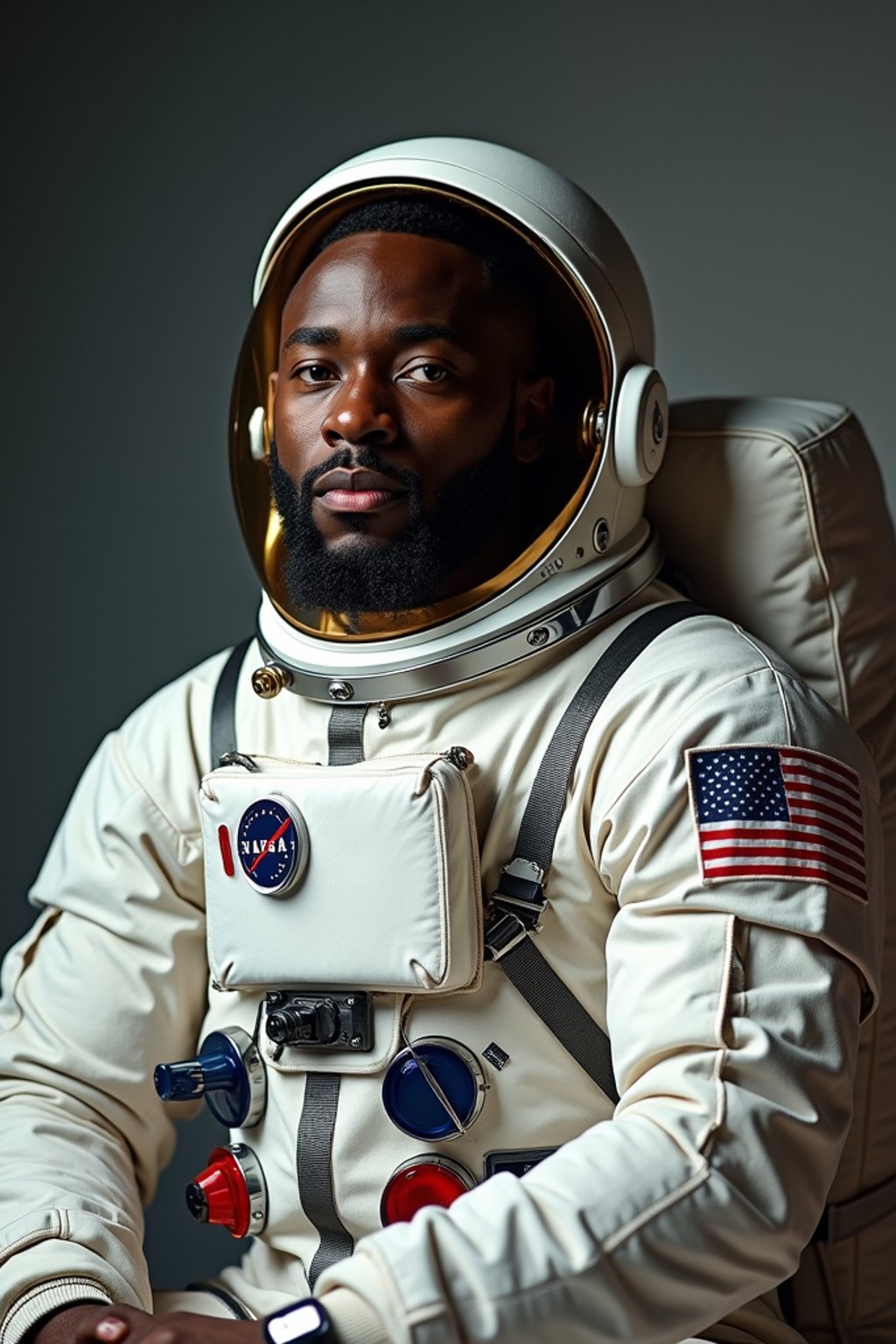 man as NASA Astronaut in space suit